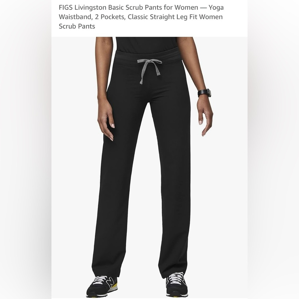 Figs Scrub Pants, Livingston style, Black, Size Medium Tall. EUC!